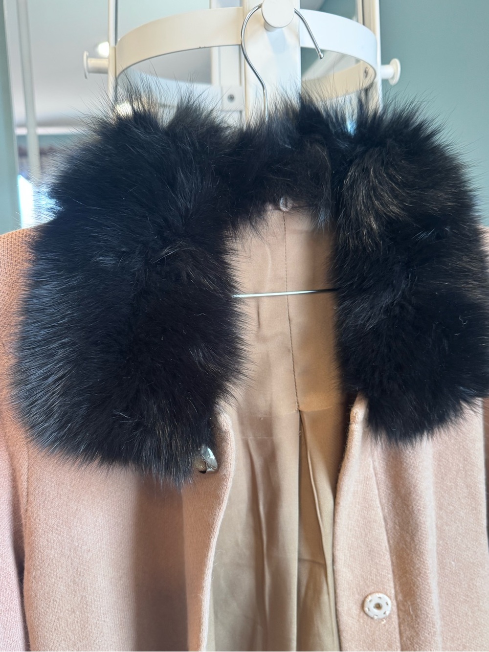 Vintage Real Fox Fur Collar (Detachable)Wool Blend Coat - Picture 13 of 15